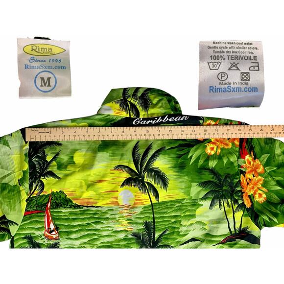 Rimas Beachwear Men’s Tropical‎ Hawaiian Short Sleeve Button Down Shirt Sz Med - Picture 9 of 9